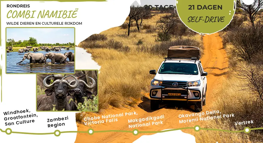 Self-Drive-Safari-4x4-Autohuur-Botswana-Route-Combi-Namibië